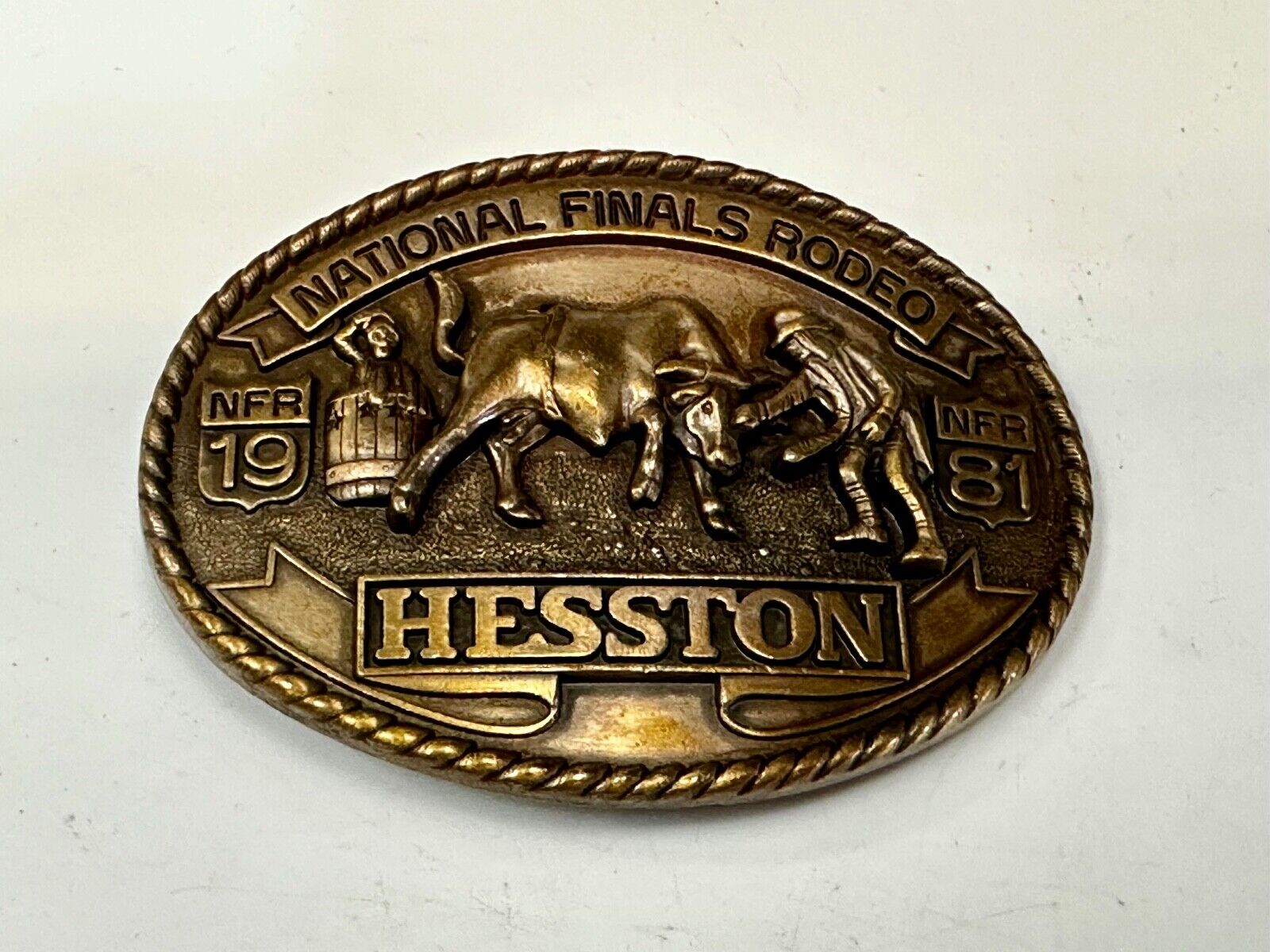 1981 NATINOAL FINALS RODEO NFR Commemorative Cowboys Art Belt Buckle