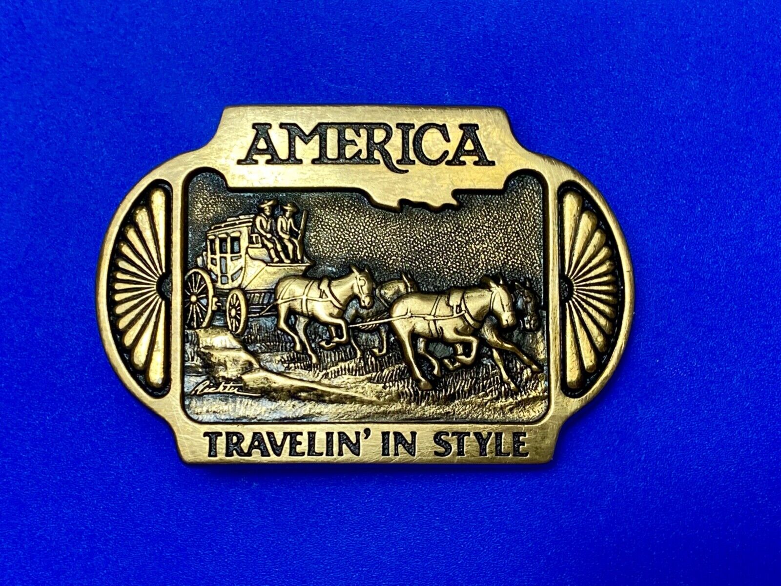 America, Traveling in Style  - Western Savings Series 1 Vintage belt buckle