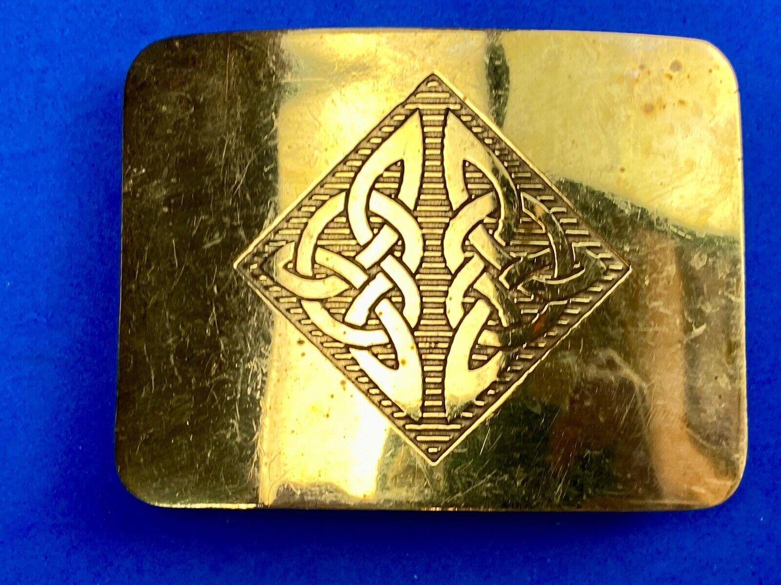 Antique Brass tone BOHO HIPPIE Ornate Lines Pattern Belt Buckle 