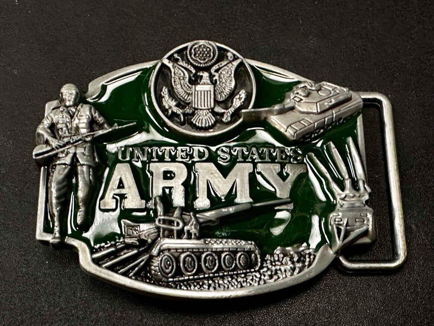 US Army United States Patriotic Soldiers Tanks Raised USA Eagle Belt Buckle