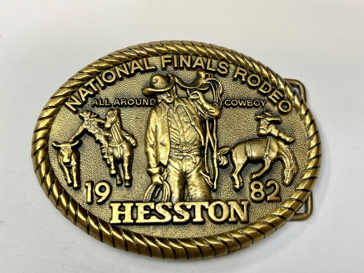 1982 Hesston National Finals Rodeo NFR Collectors Rodeo Cowboy Belt Buckle