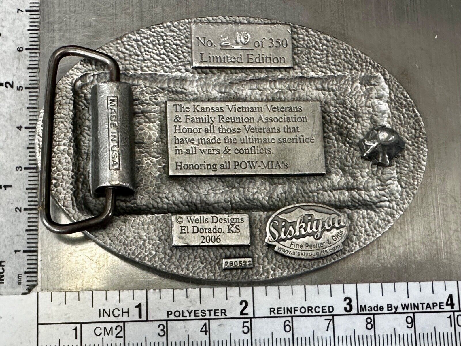 The Kansas Vietnam Veterans Family Reunion 19th Annual Commemorative Belt Buckle