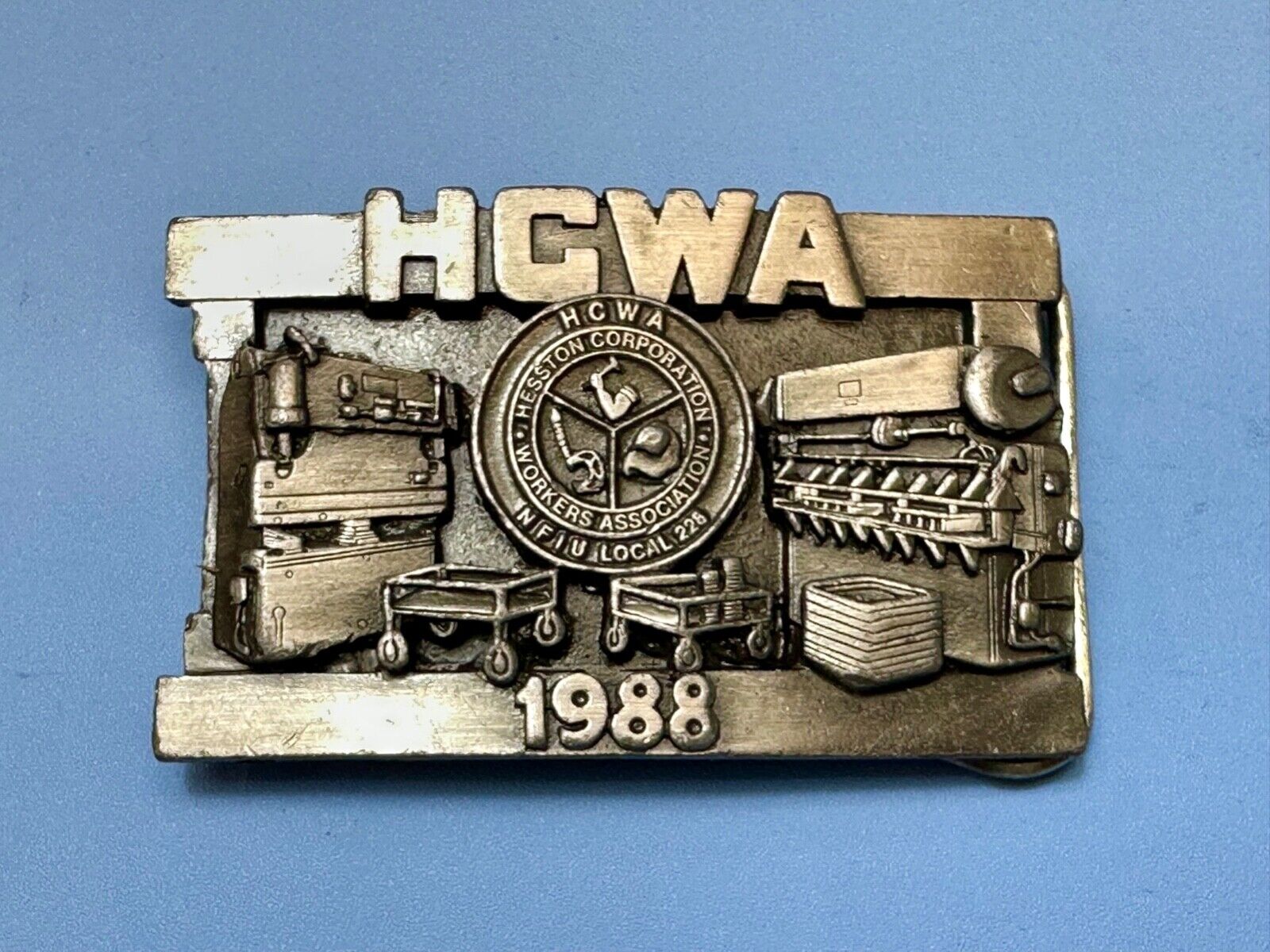 1988 HWCA 8th Hesston Fabrication Corp workers assn LIMITED belt buckle