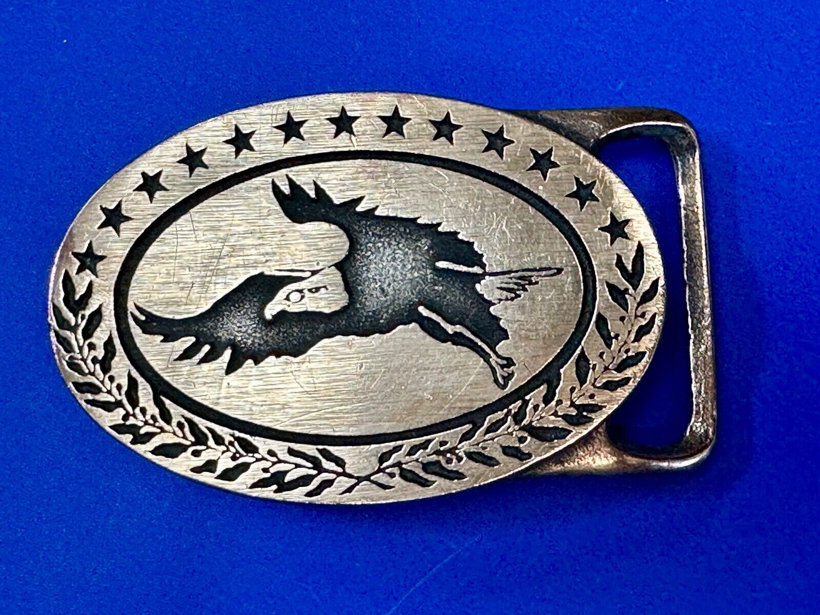 BALD EAGLE - vintage Tech Ether Guild Hippy style solid brass belt buckle