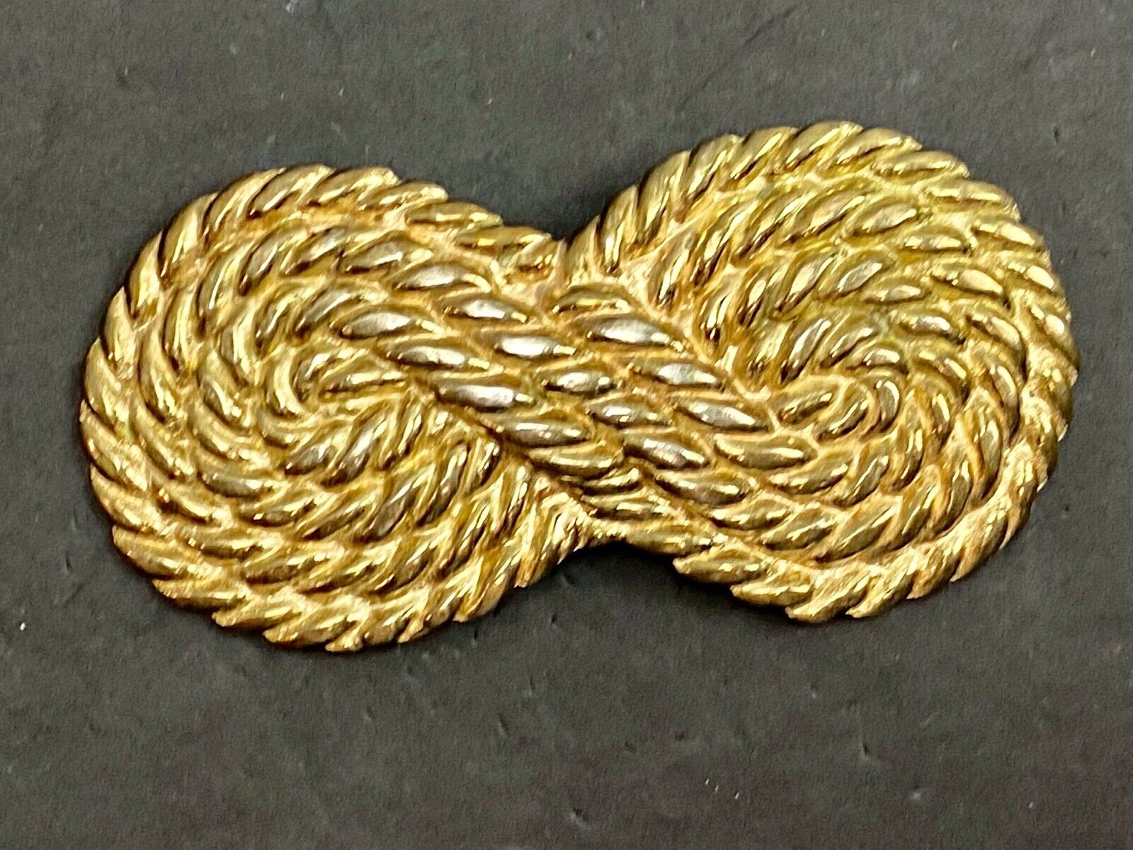 Vintage gold tone 4.5"  ROPE pattern Scarf shoe purse Belt Buckle Clip 