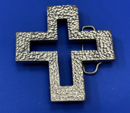 A.P.W. 2007 cross cutout silver tone belt buckle