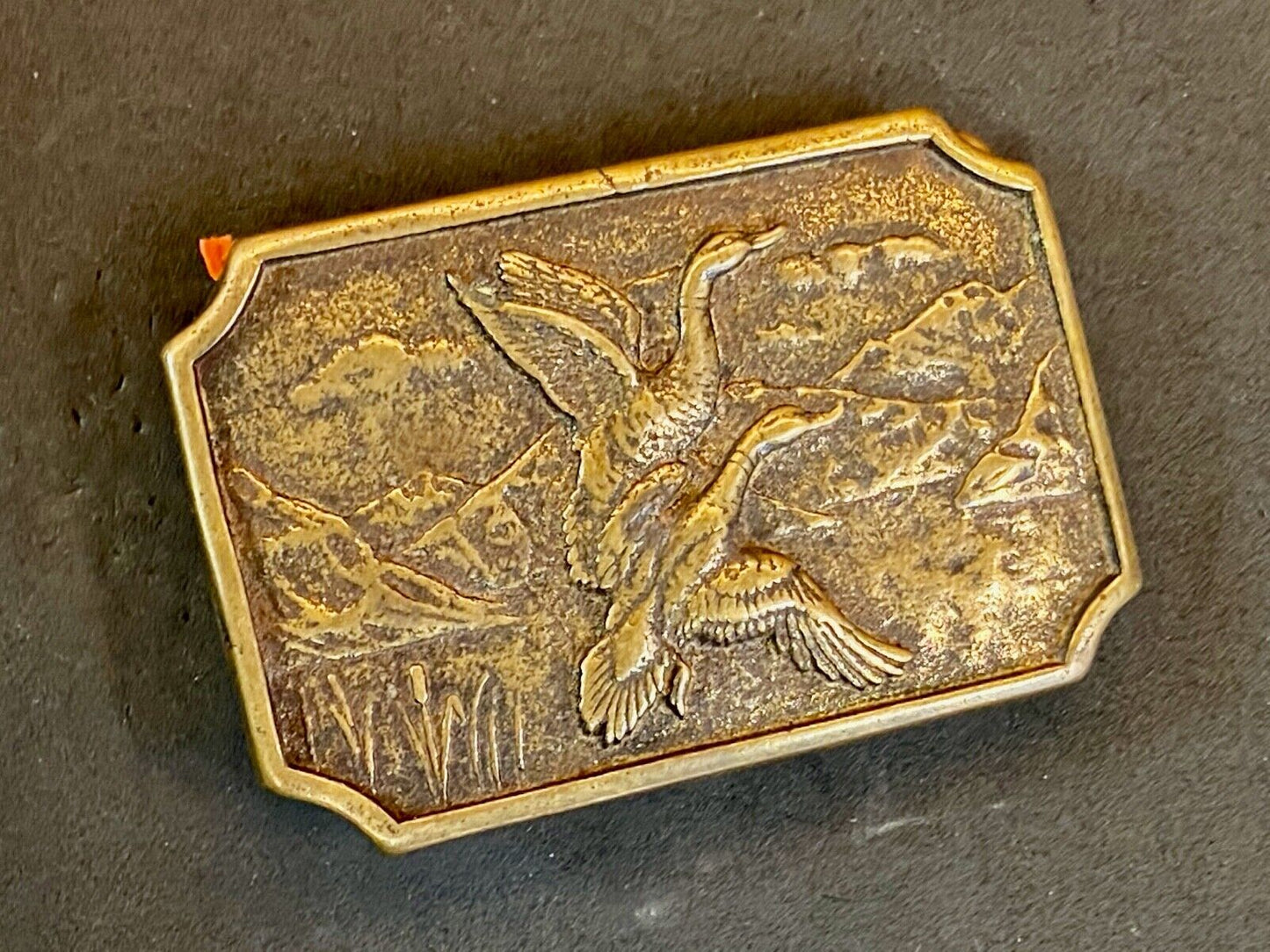 Two Flying Ducks On Pond In Nature Launching Solid Brass Belt Buckle By Bts 