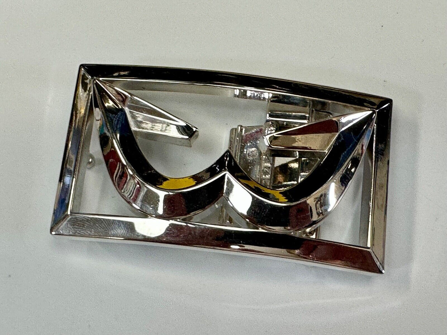 unique see through dual hook pattern silver color reflective belt buckle