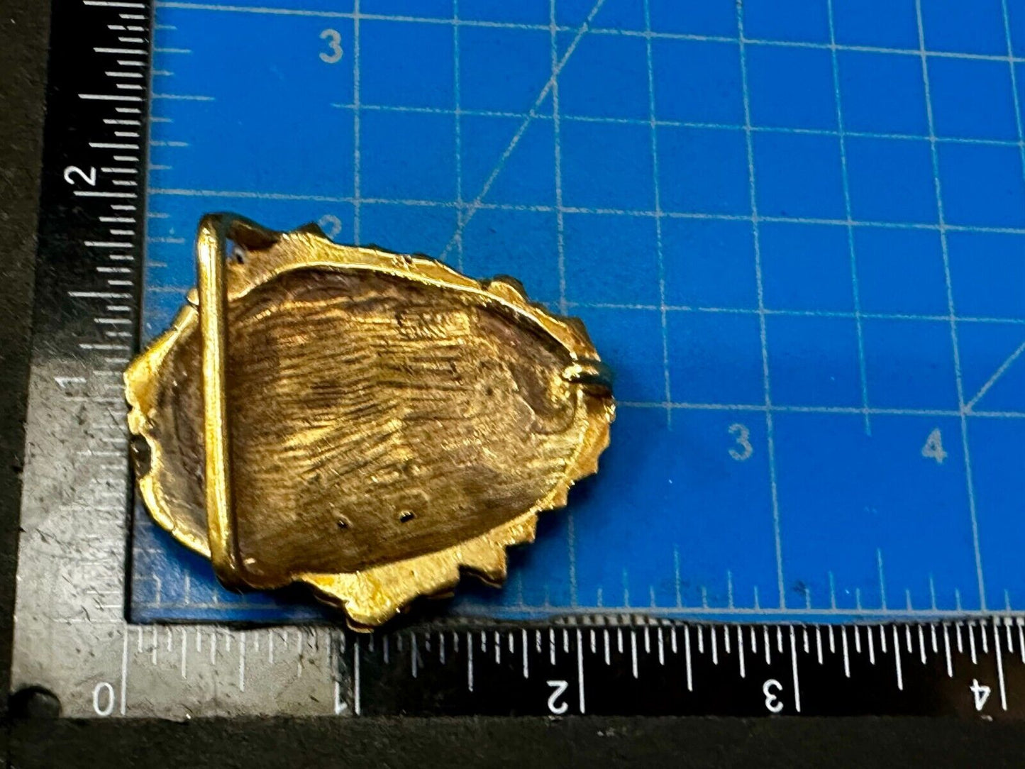 Unique Chunky Nugget Textured Brutalist Gold Tone Hippy Signed Belt Buckle