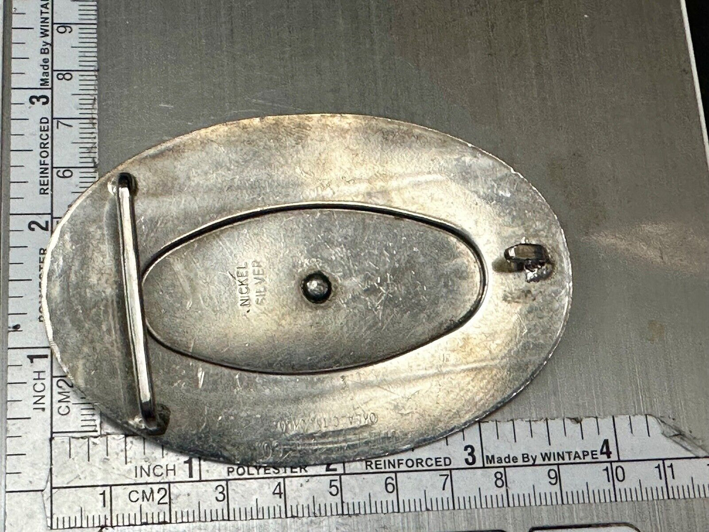 Vintage Horse Head Nickel Silver Oval Belt Buckle by The LynTone Company