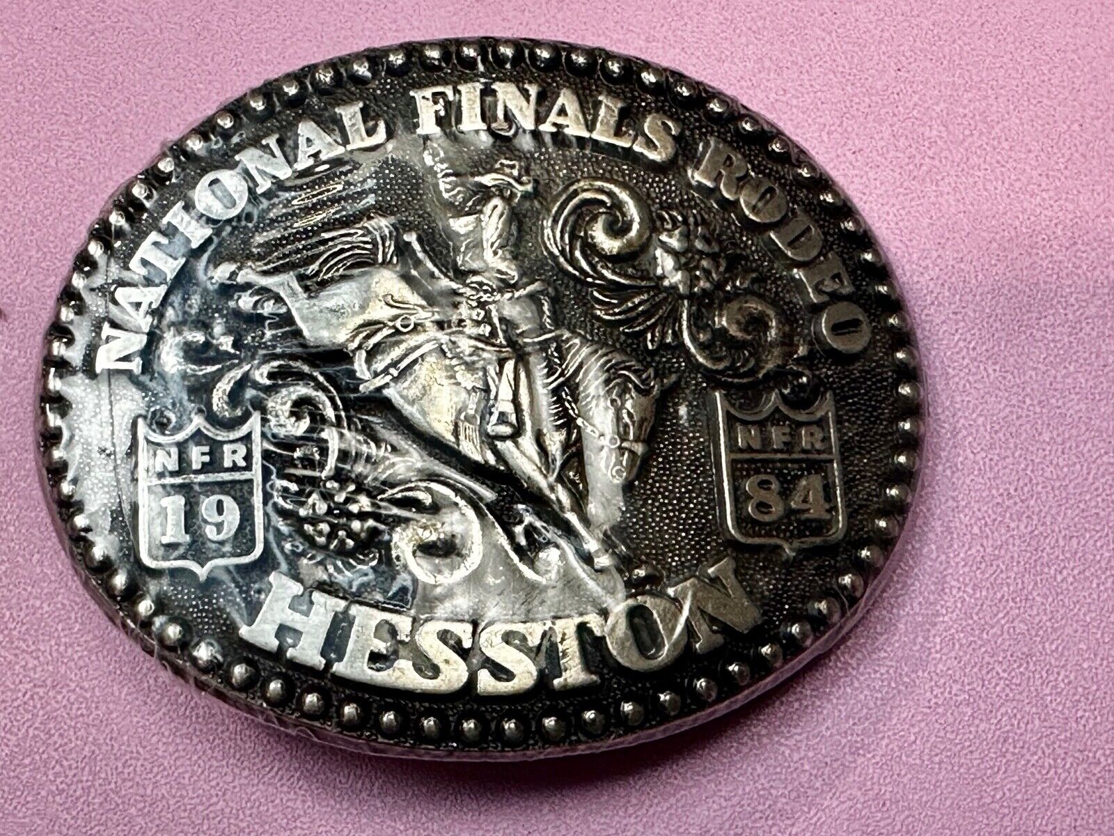 1984 NFR National Finals Rodeo  NOS Youth Size Hesston Belt Buckle
