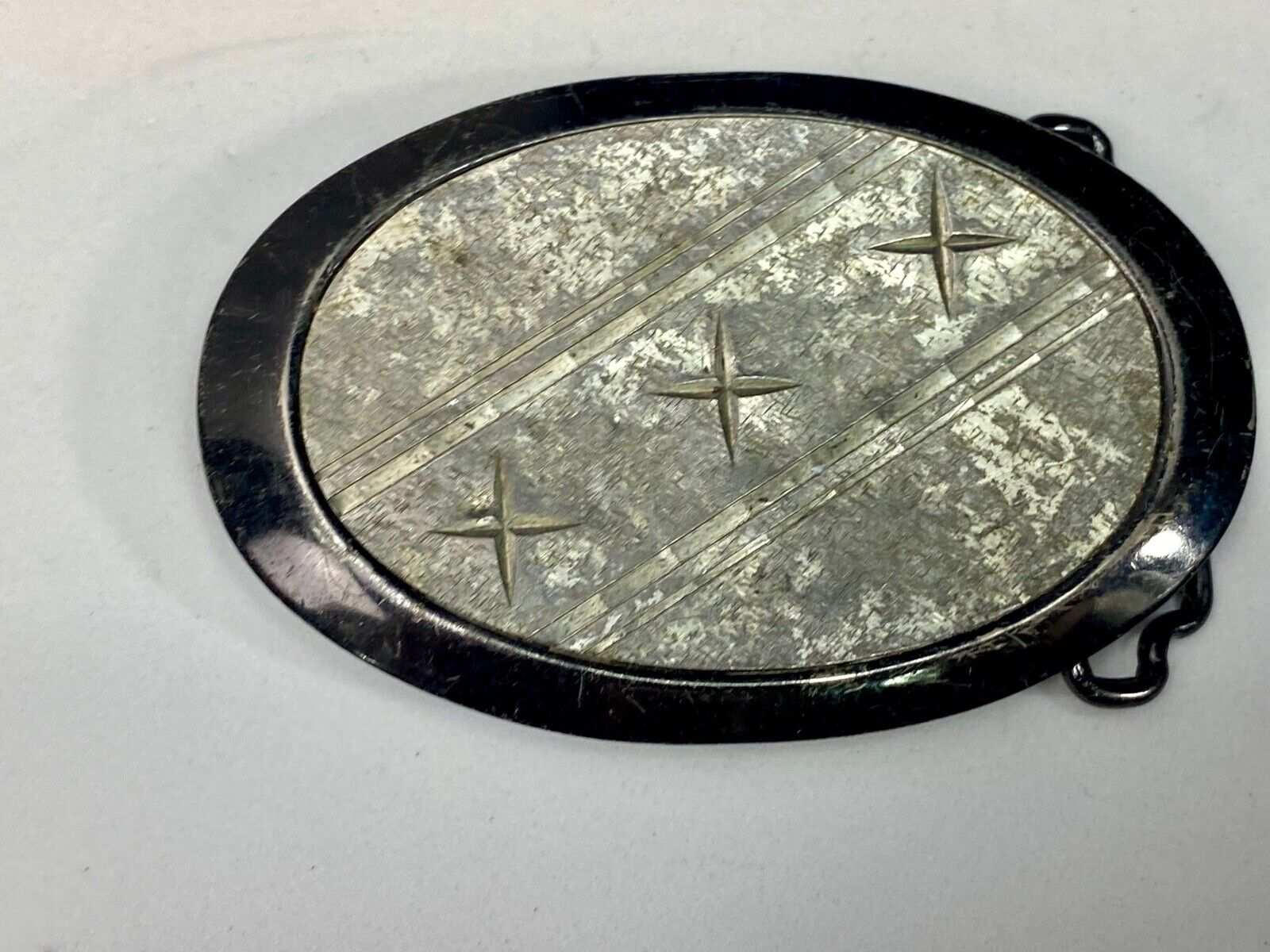 Three Stars - Star Light Star Bright Silver Color Oval Belt Buckle 