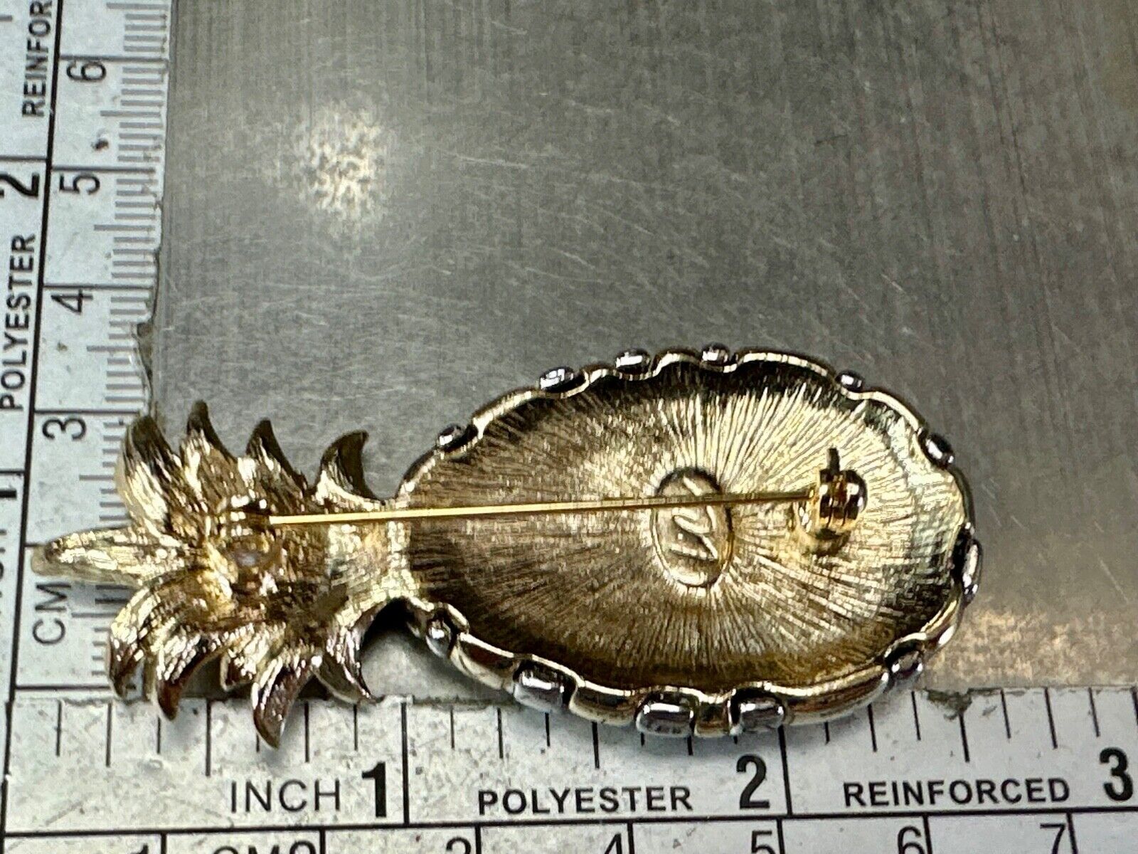 Vintage Jewelry Signed LC Silver & Gold Tone Pineapple