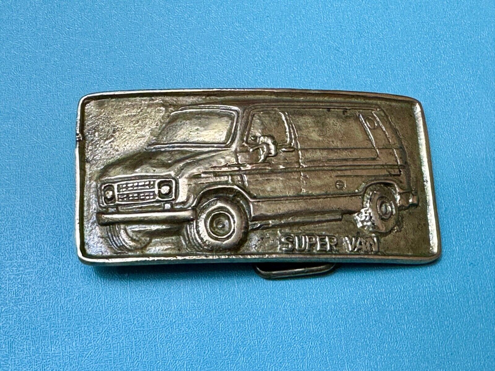 70s Super Van Solid Brass Belt Buckle Chevy Ford Hippy Style and Retro