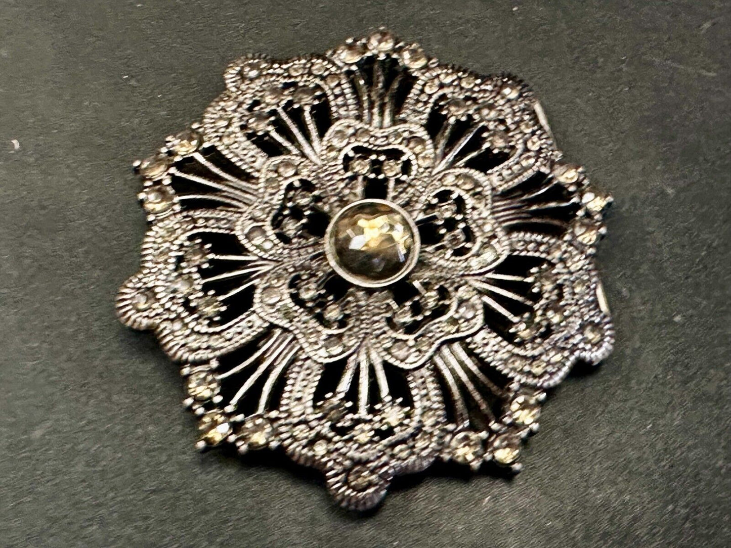 Victorian Style Beautiful Flower Shaped Rhinestone Accented Ladies Belt Buckle