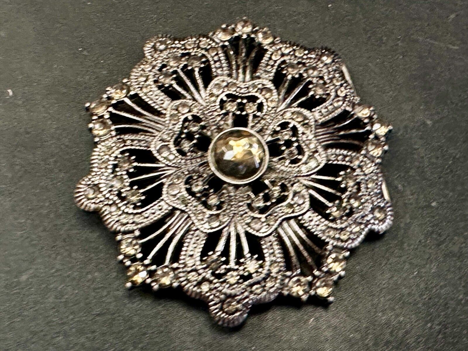 Victorian Style Beautiful Flower Shaped Rhinestone Accented Ladies Belt Buckle