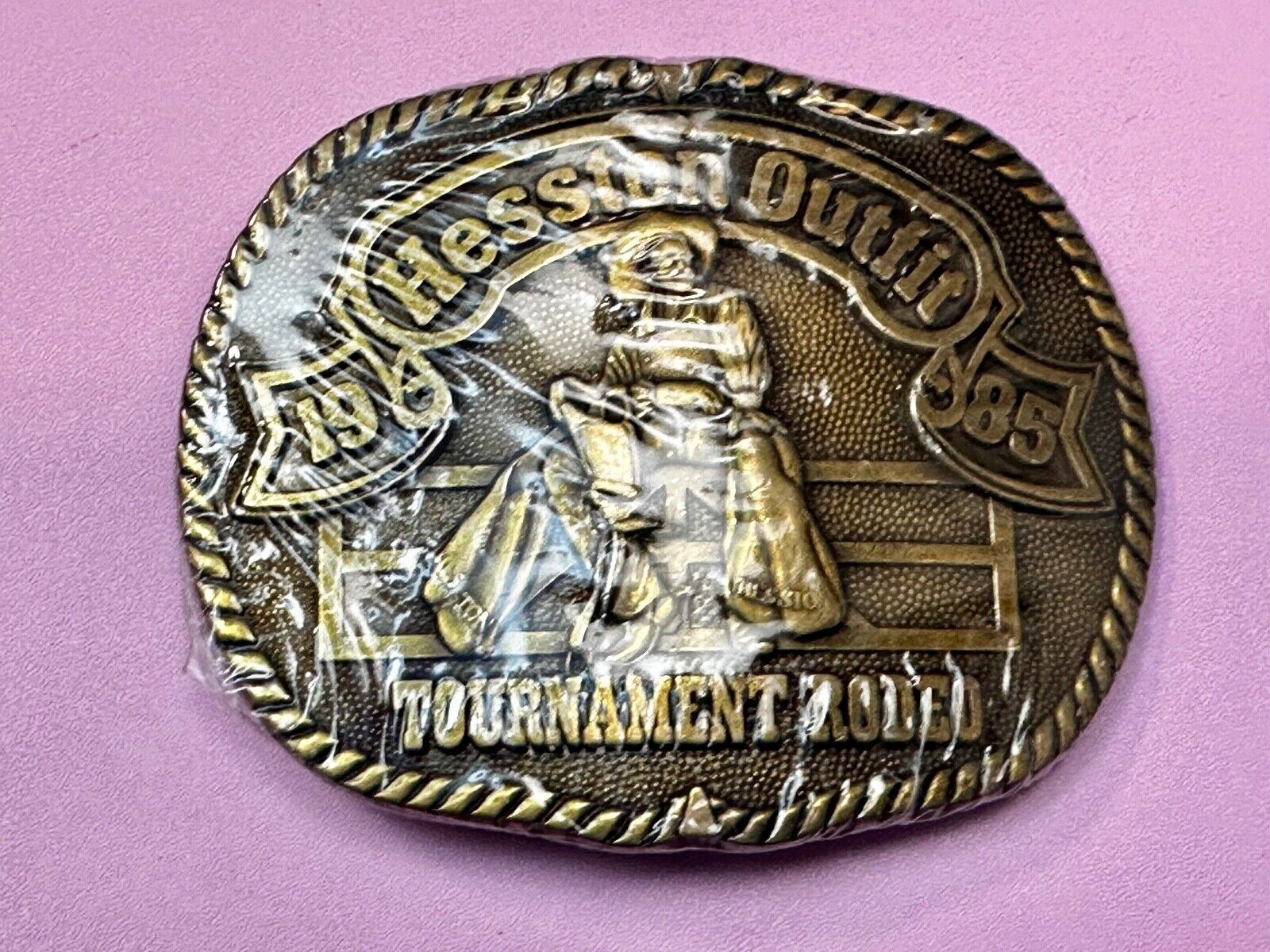 1985 Hesston Outlet Tournament  RODEO NFR Vintage Commemorative NOS Belt Buckle
