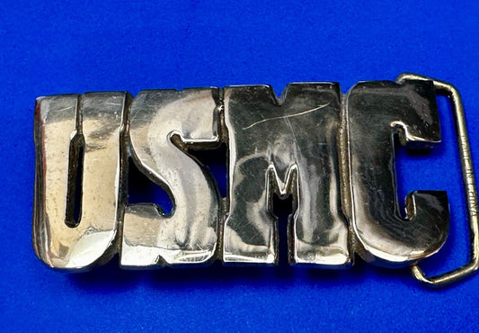 USMC United States Marines Patriotic Block Letter Baron Brass Belt Buckle