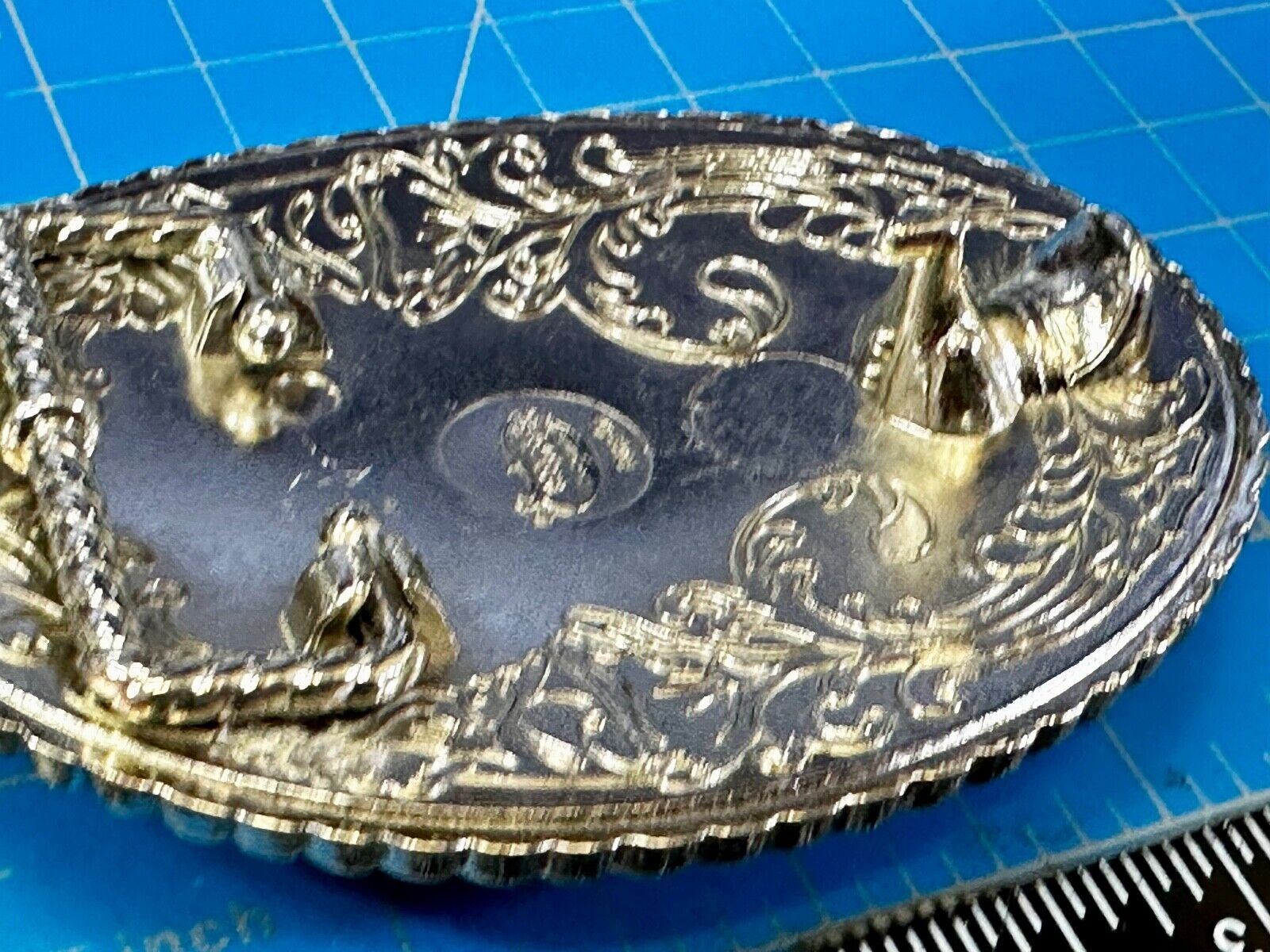 Trout Fish Fisherman Gift Vintage 1978 Oval Belt Buckle by Rain Tree