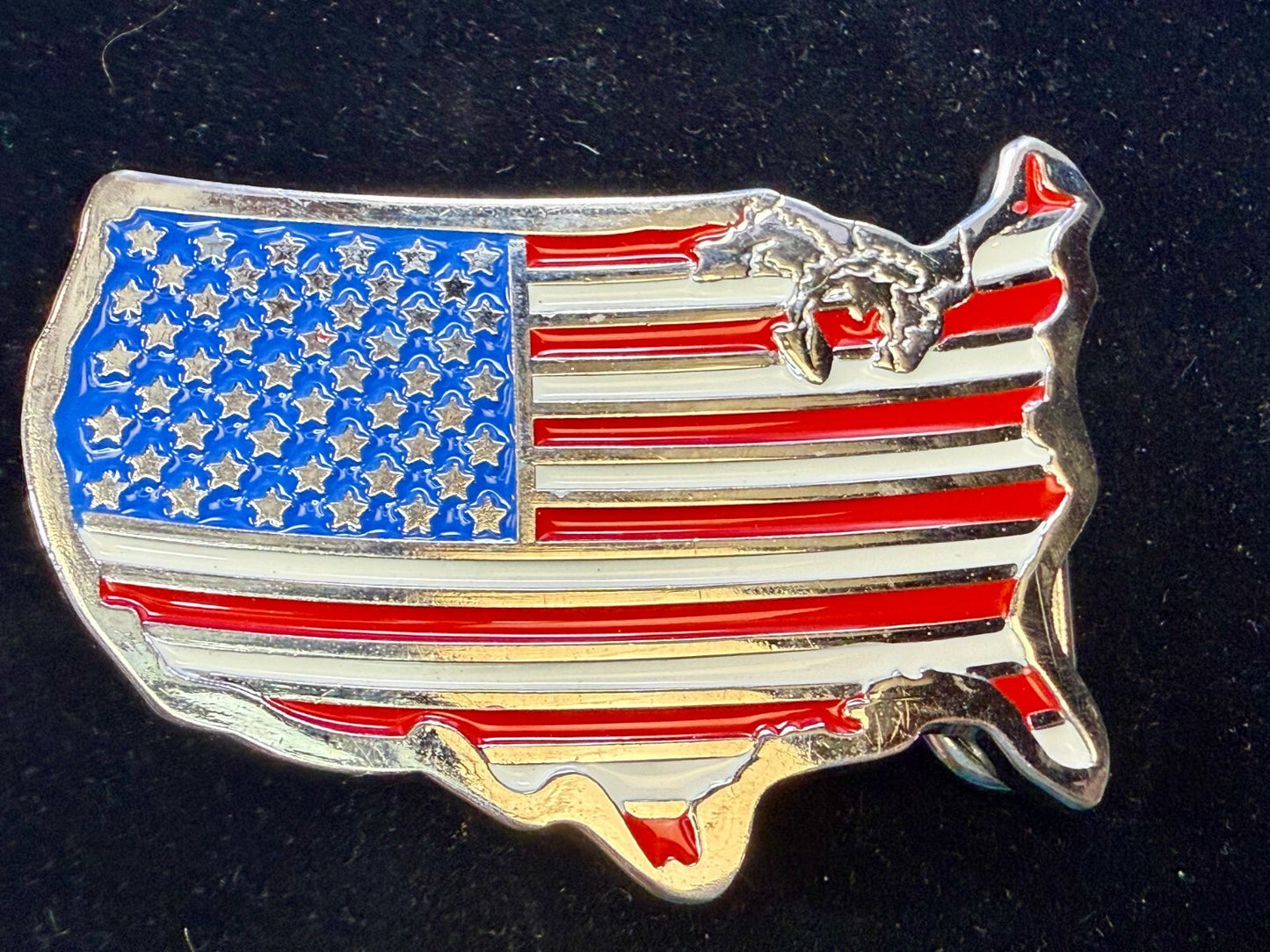 United States of America Flags Figural Cutout Patriotic Belt Buckle