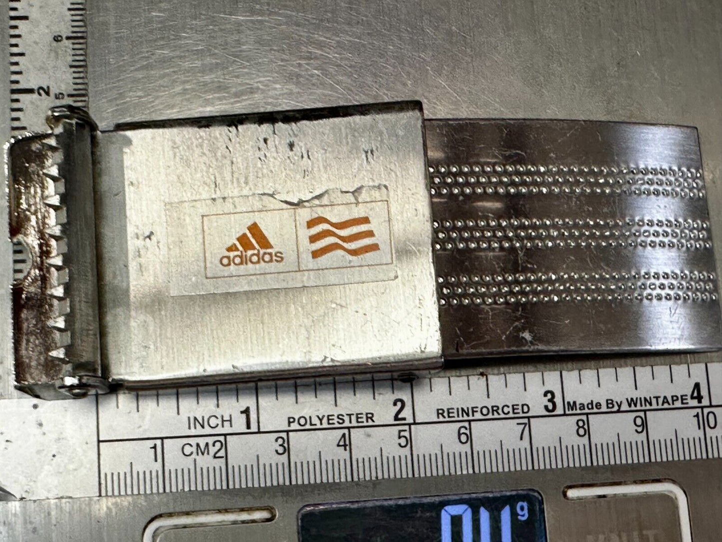 Adidas Golf Stripe Pattern Silver Tone Replacement Dress Style Vtg. Belt Buckle