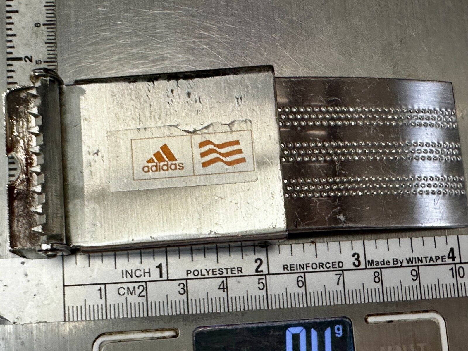 Adidas Golf Stripe Pattern Silver Tone Replacement Dress Style Vtg. Belt Buckle