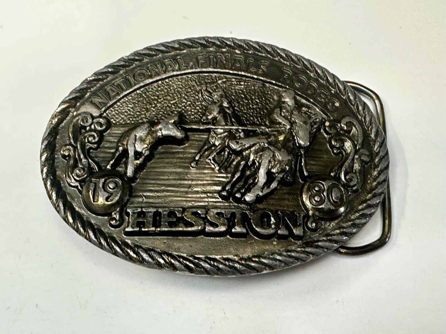 1980 Hesston National Finals Rodeo NFR Collectors Rodeo Cowboy Belt Buckle