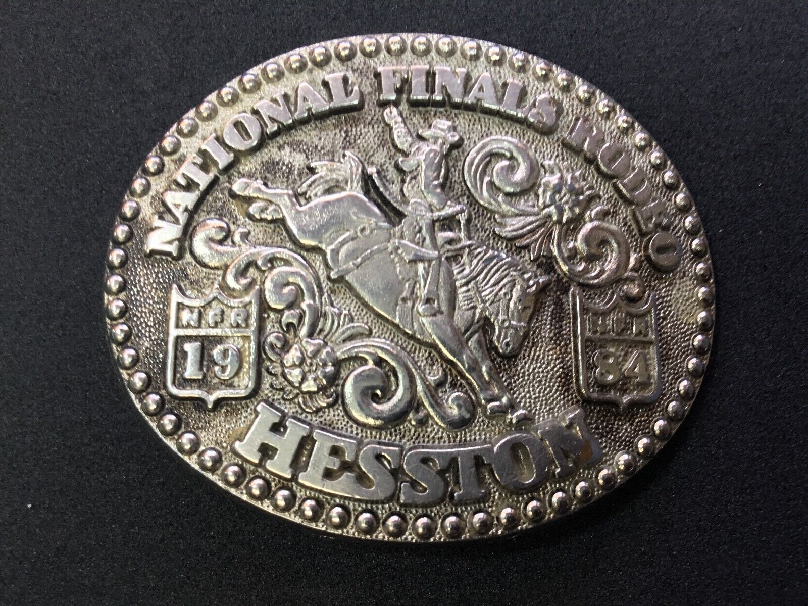 1984 National Finals Rodeo NFR Hesston  belt buckle Fred Fellows