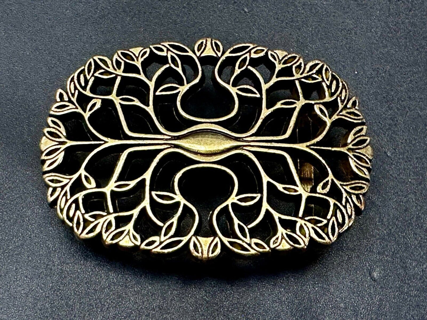 Tree of Life Pattern Openwork Hippy Boho Brass Tone Ornate Belt Buckle