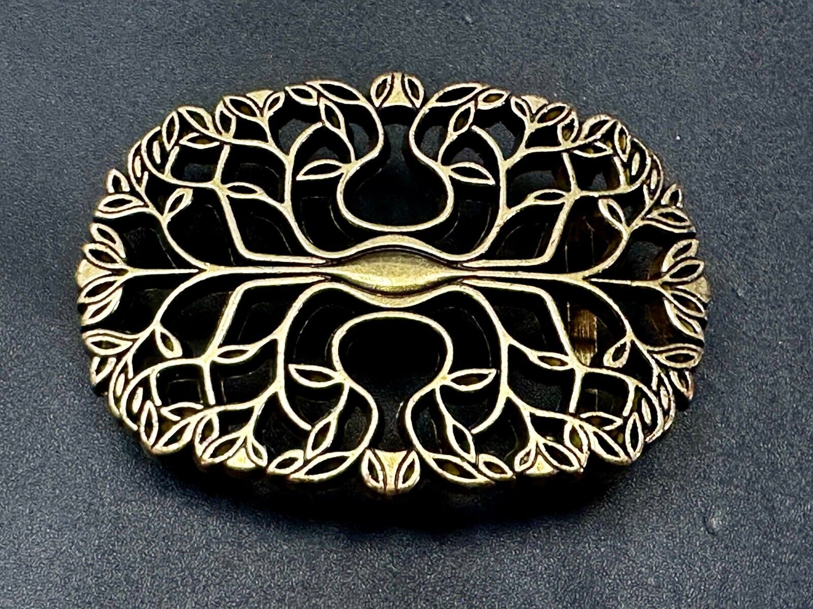 Tree of Life Pattern Openwork Hippy Boho Brass Tone Ornate Belt Buckle