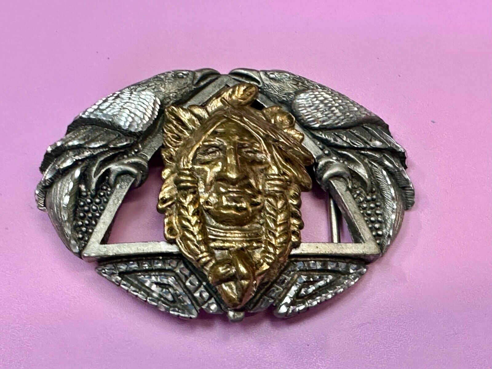 Unique Native American Indian Vintage Two tone EGE 93 Belt Buckle