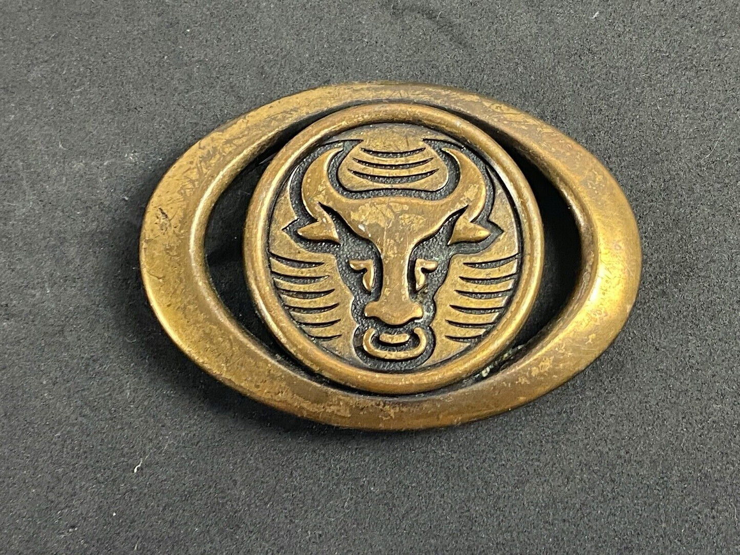 Vintage Diablo Cow Skull Western Belt Buckle 