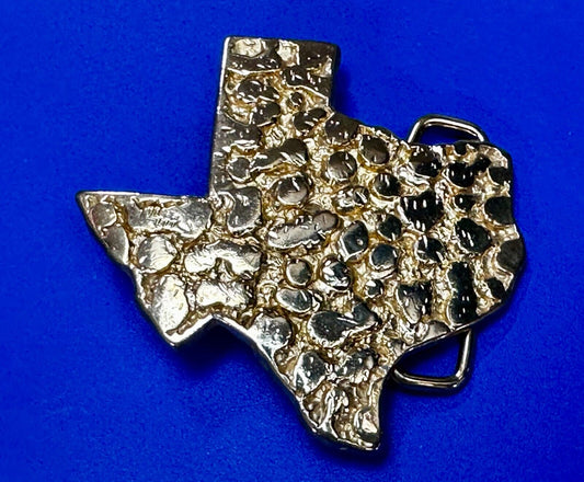 The Great State of Texas - Gold Color Cutout State Map Belt Buckle