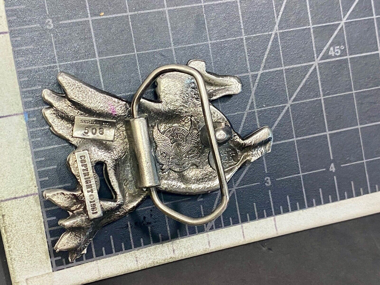 Vintage 1981 Flying Horse Chicago Pegasus Great America Belt Buckle Co 