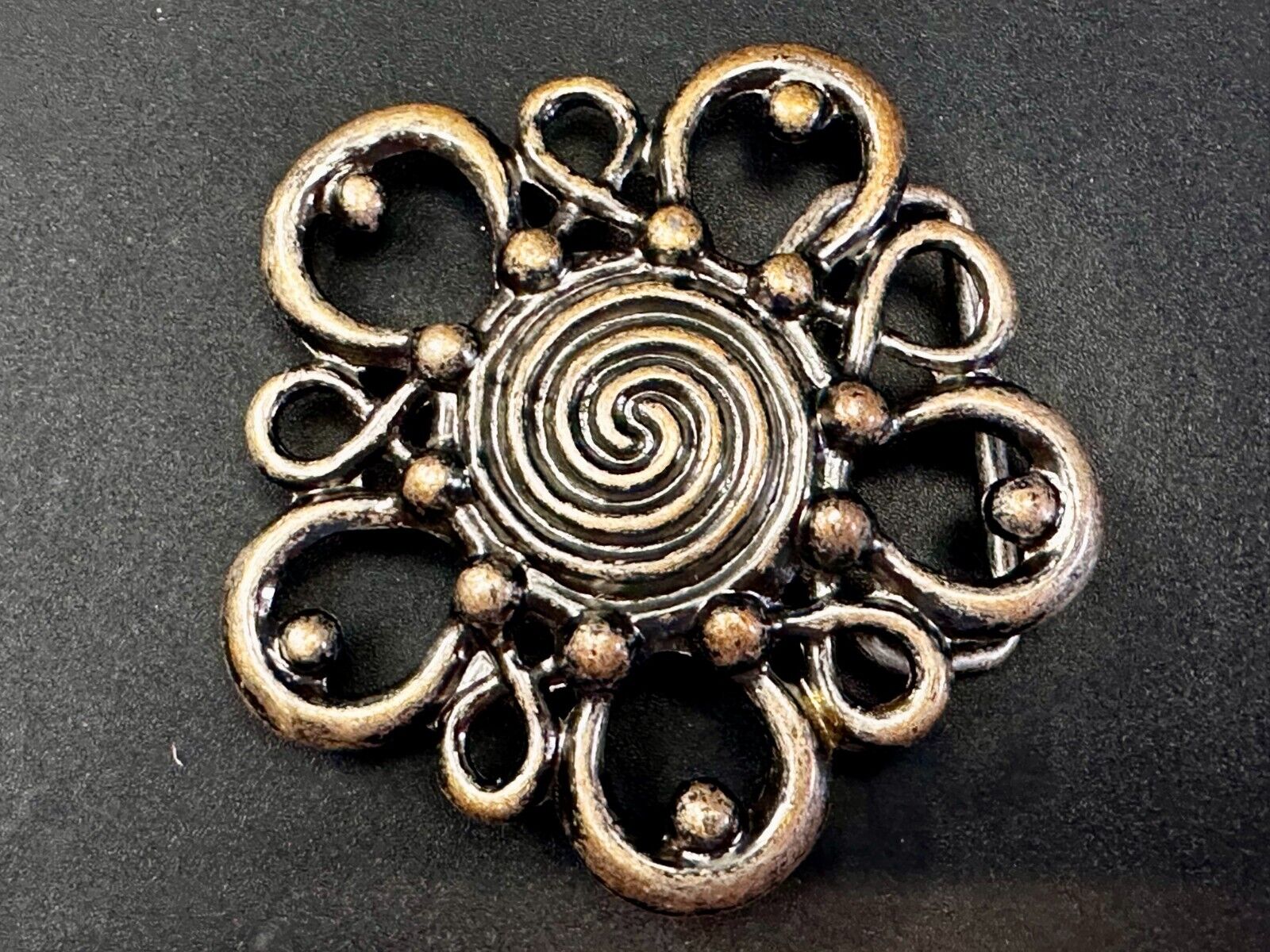 Beautiful Antique?  Abstract Swirl Flower See-Through Hippy Vibe Belt Buckle