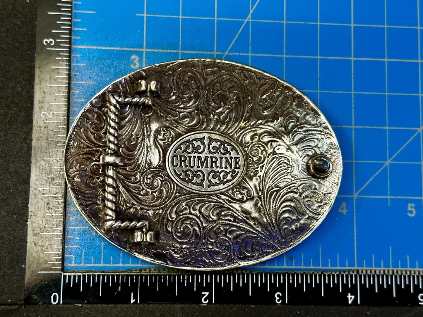 Abstract Rodeo Bull Cow Steer Ornate Two Tone Western Belt Buckle by Crumrine