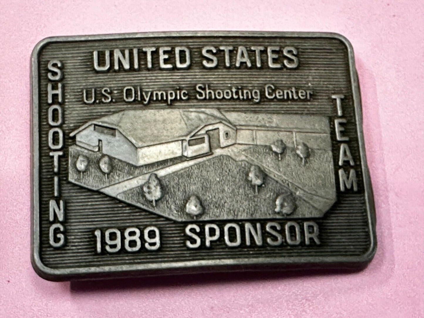 United States US Olympic Shooting Center Team 1989 Official Sponsor Belt Buckle