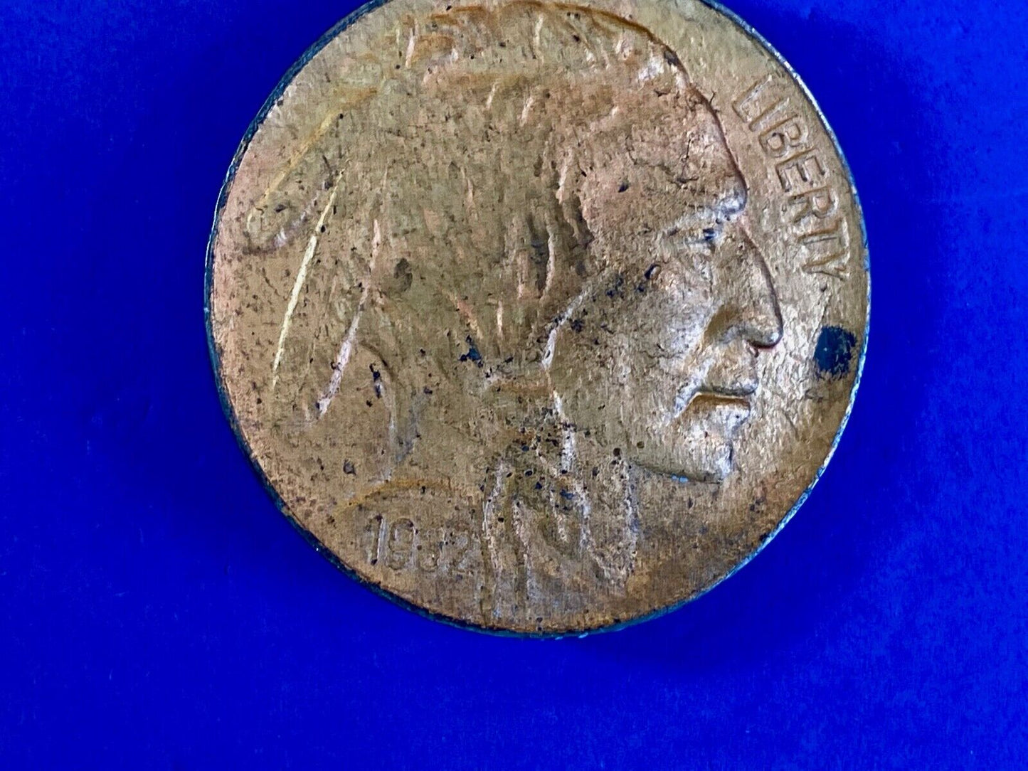 1976  Large Indian Head Penny Belt Buckle - Buffalo - Coin - Cent - Feather