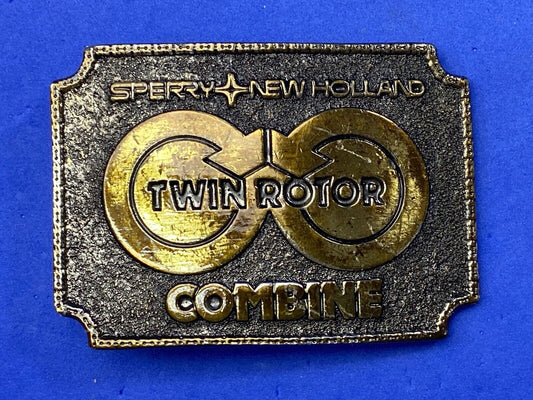 Vintage 1970's Sperry New Holland Employee Patch Twin Rotor Combine belt buckle 