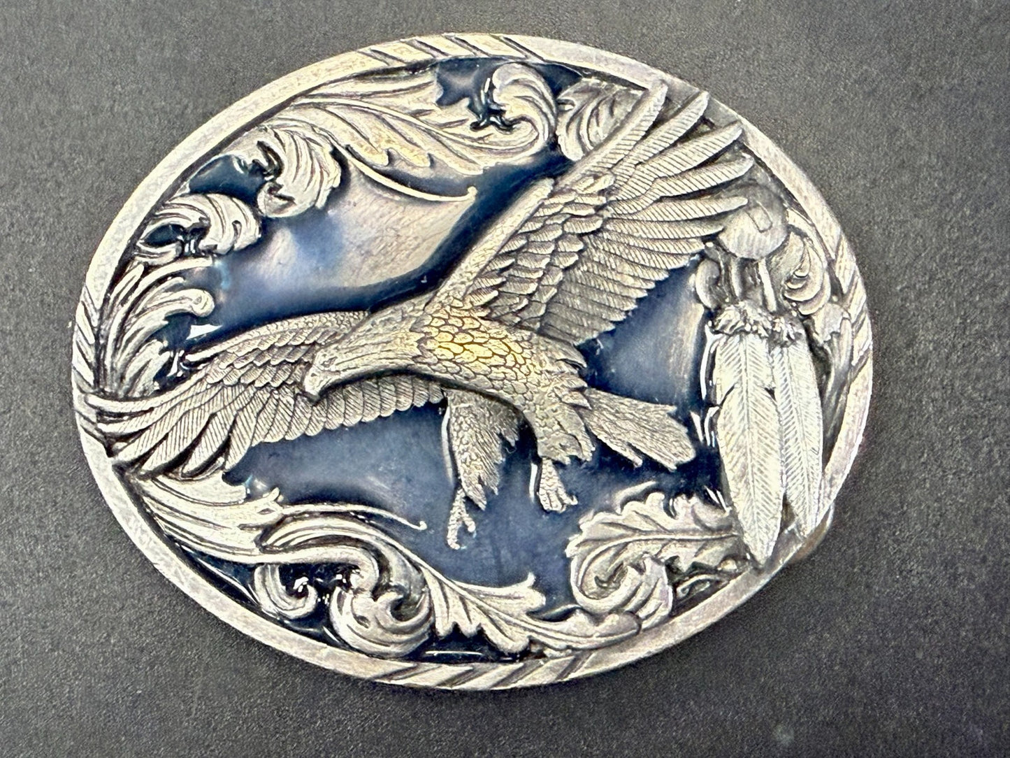 American Indian Flying Eagle Native Feather VTG 1995 Siskiyou Belt Buckle A-2