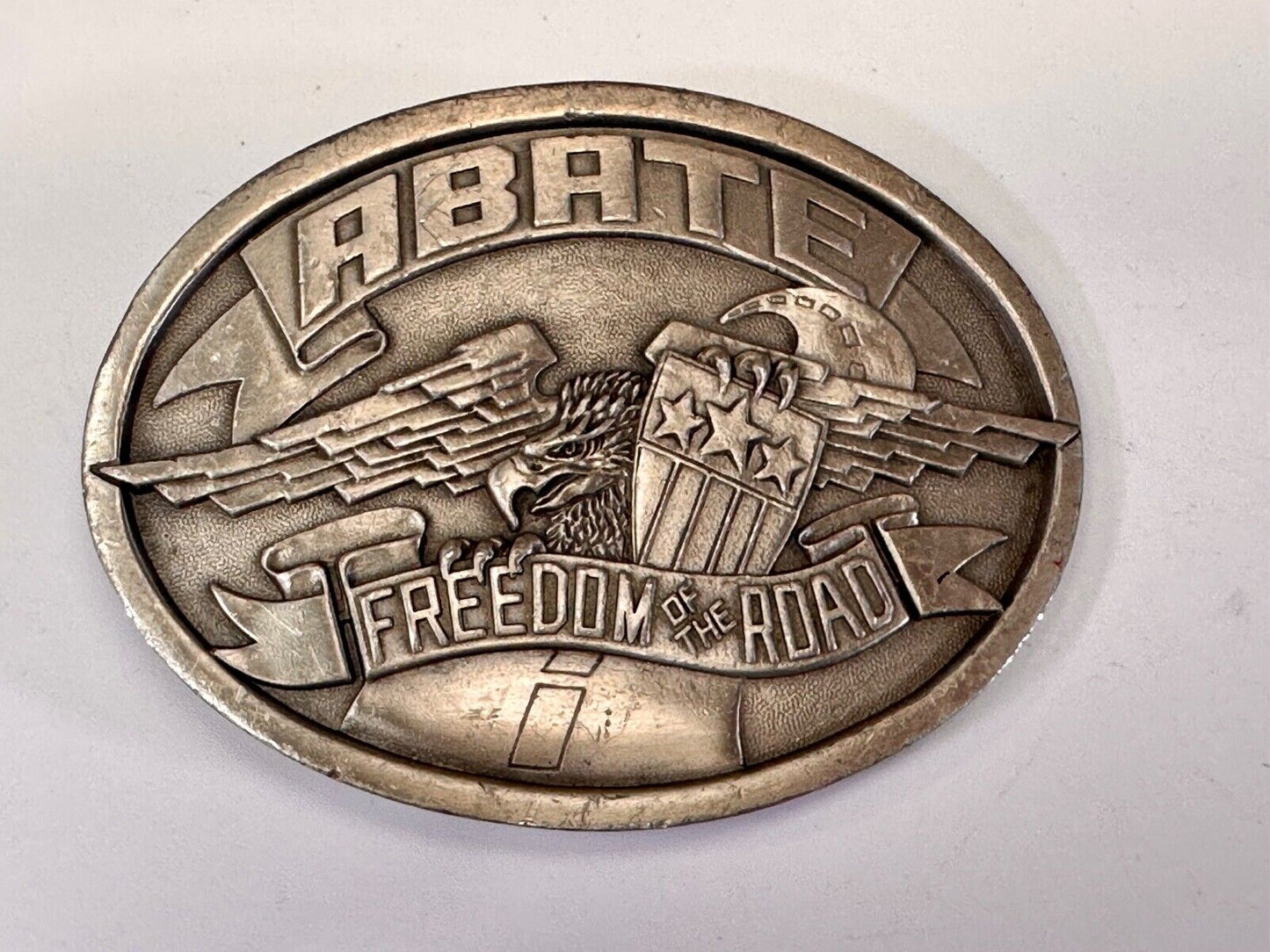 ABATE of Indiana Freedom of the road Bikers motorcycle Vintage 1985 belt buckle