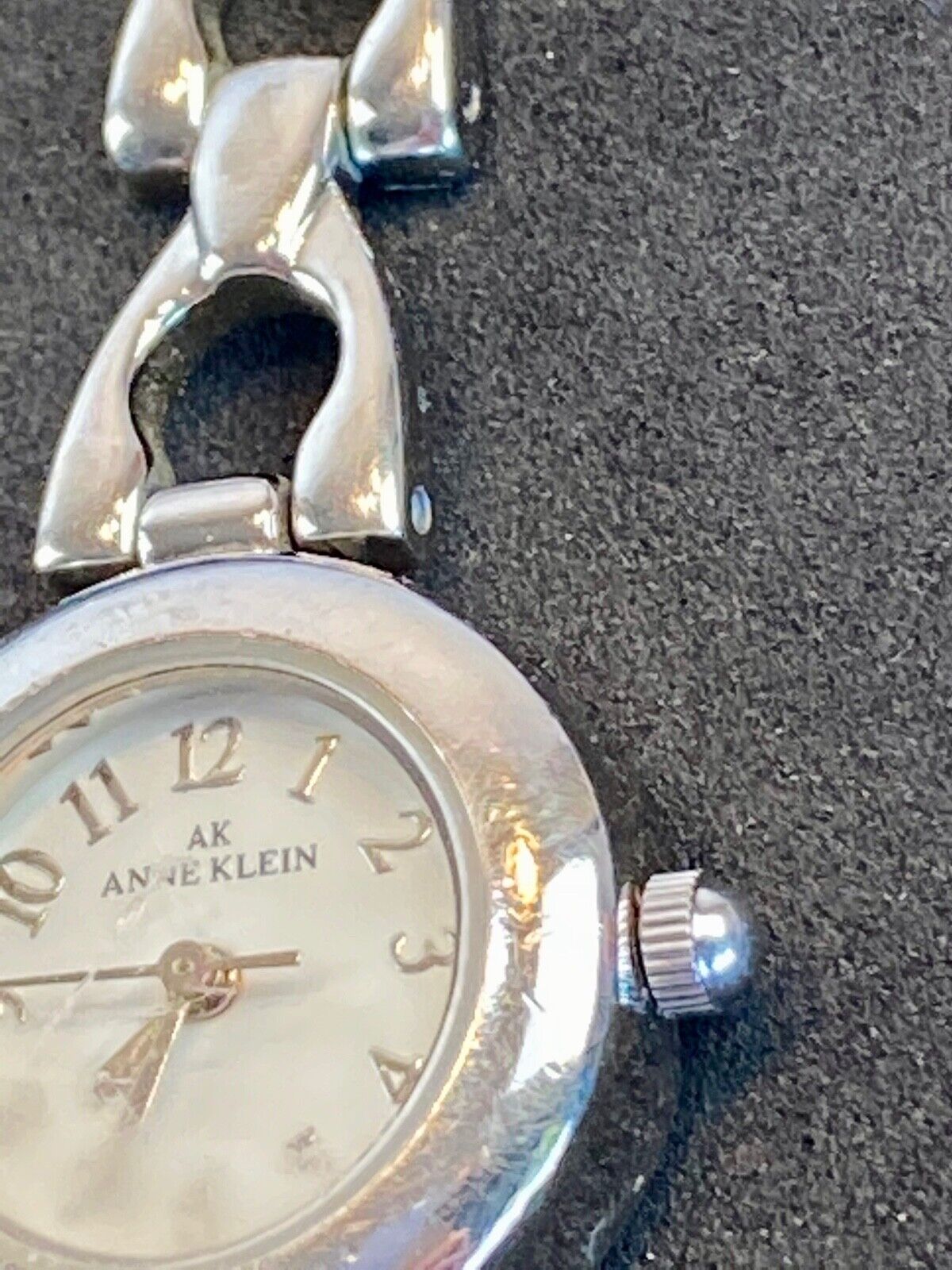 AK Anne Klein silver tone link formal Quartz ladies watch fresh battery 10/1465