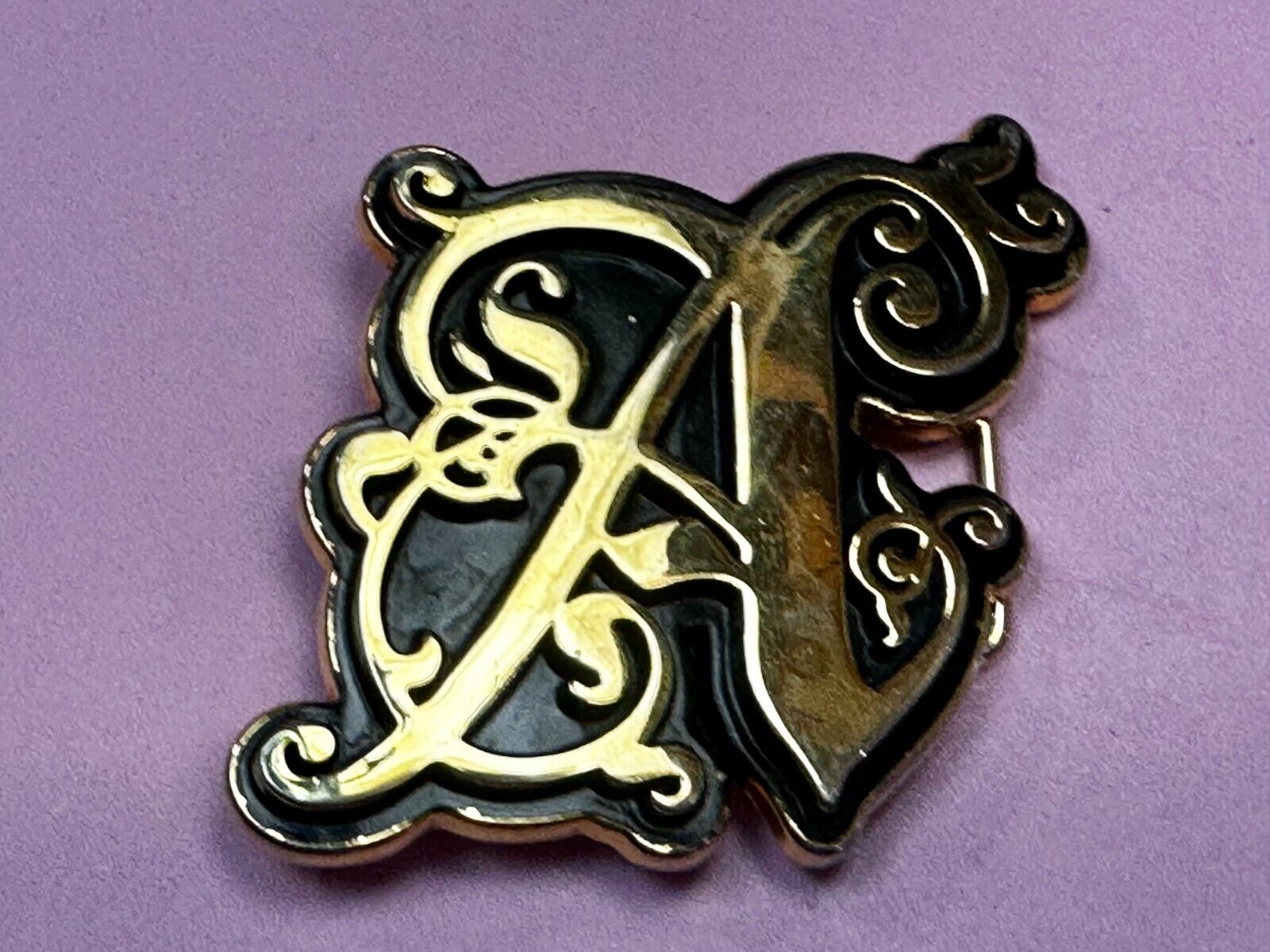 The Scarlet Letter A -Initial -  Ornate Font - gold color cutout Belt Buckle
