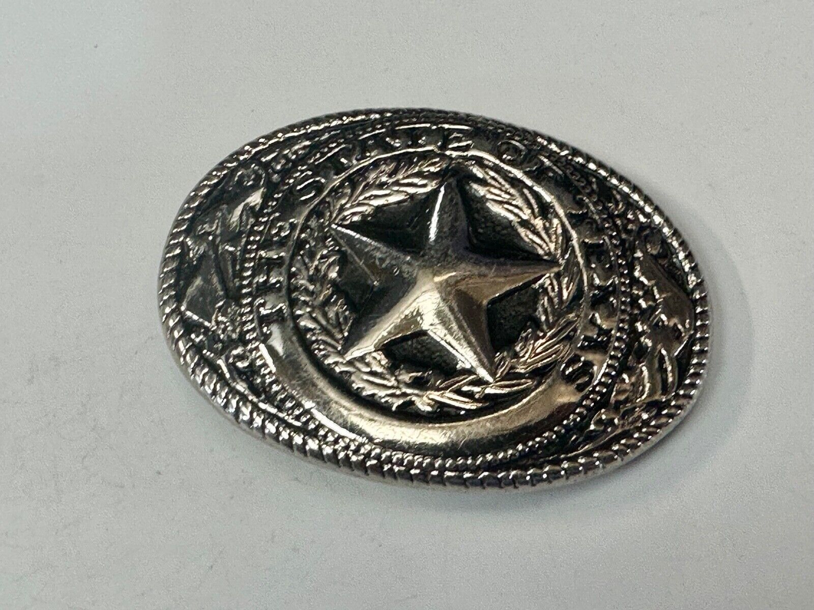 Texas Star & Flag - State Series vintage small gold tone belt buckle