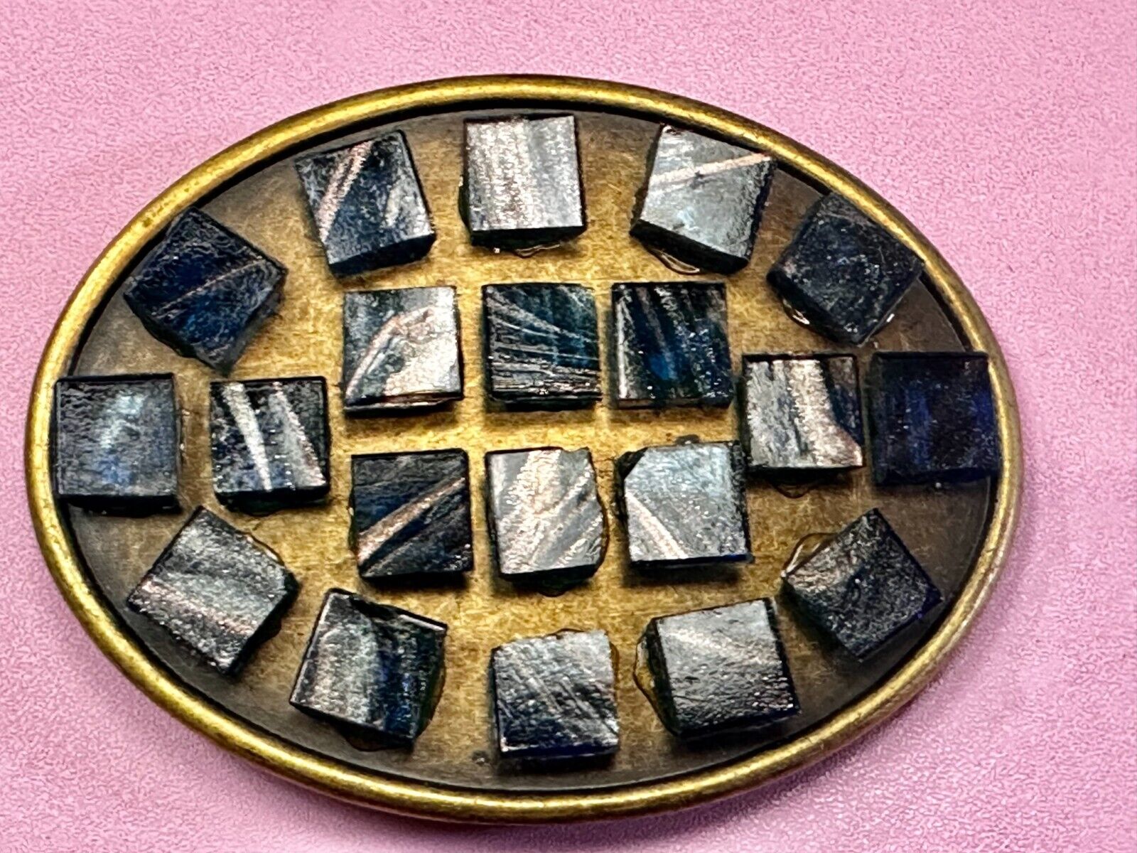 Artisan Stone Cubes - Native American Indian Style? Unique Oval Belt Buckle