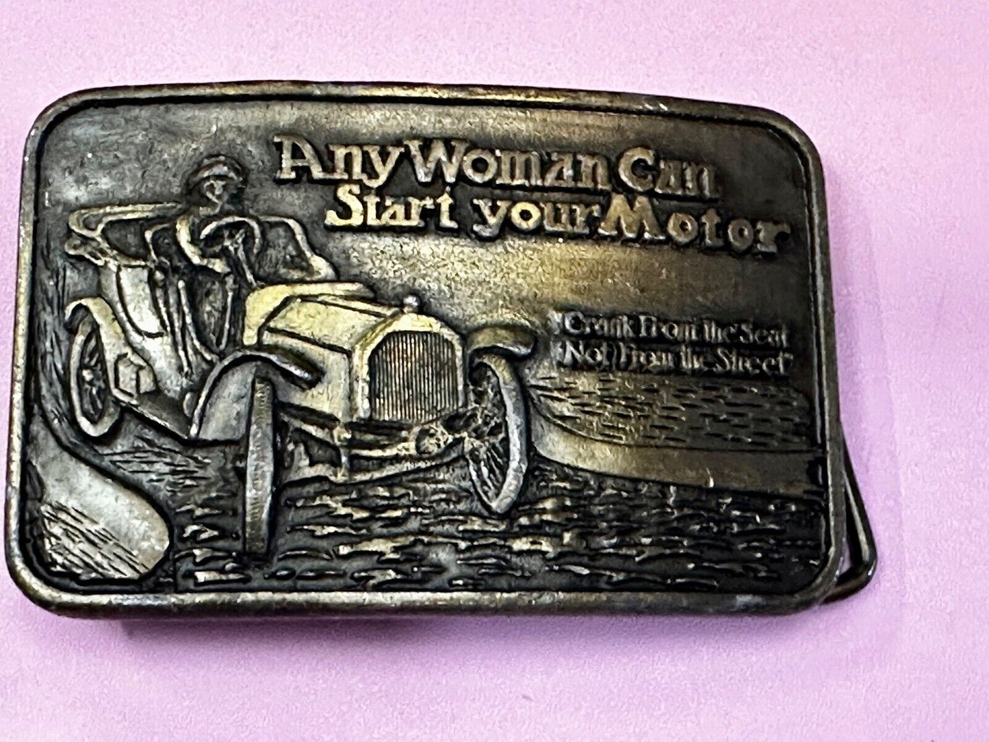 Any Woman Can Start Your Motor Crank From The Seat Novelty Belt Buckle