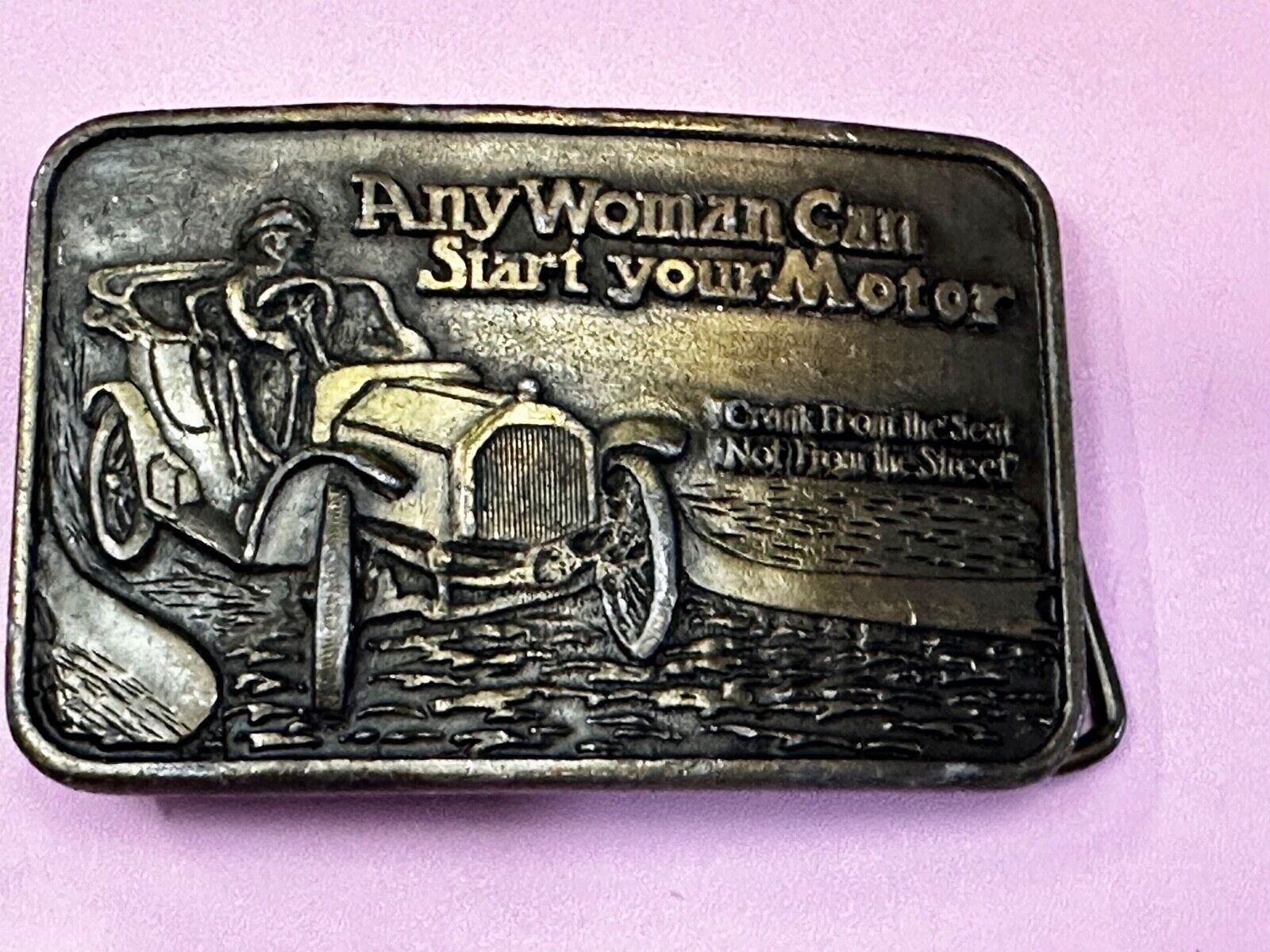 Any Woman Can Start Your Motor Crank From The Seat Novelty Belt Buckle