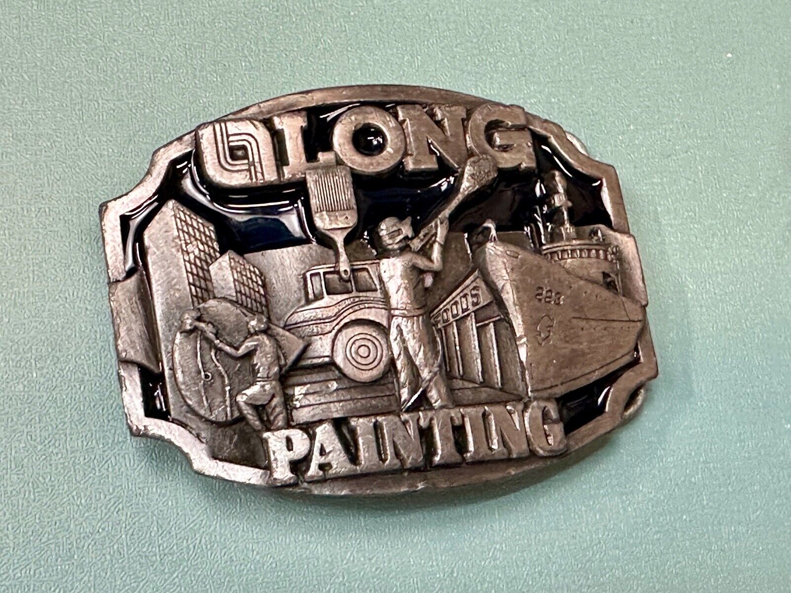Vintage 1989 LONG painting - Neat Clean Finishing belt buckle