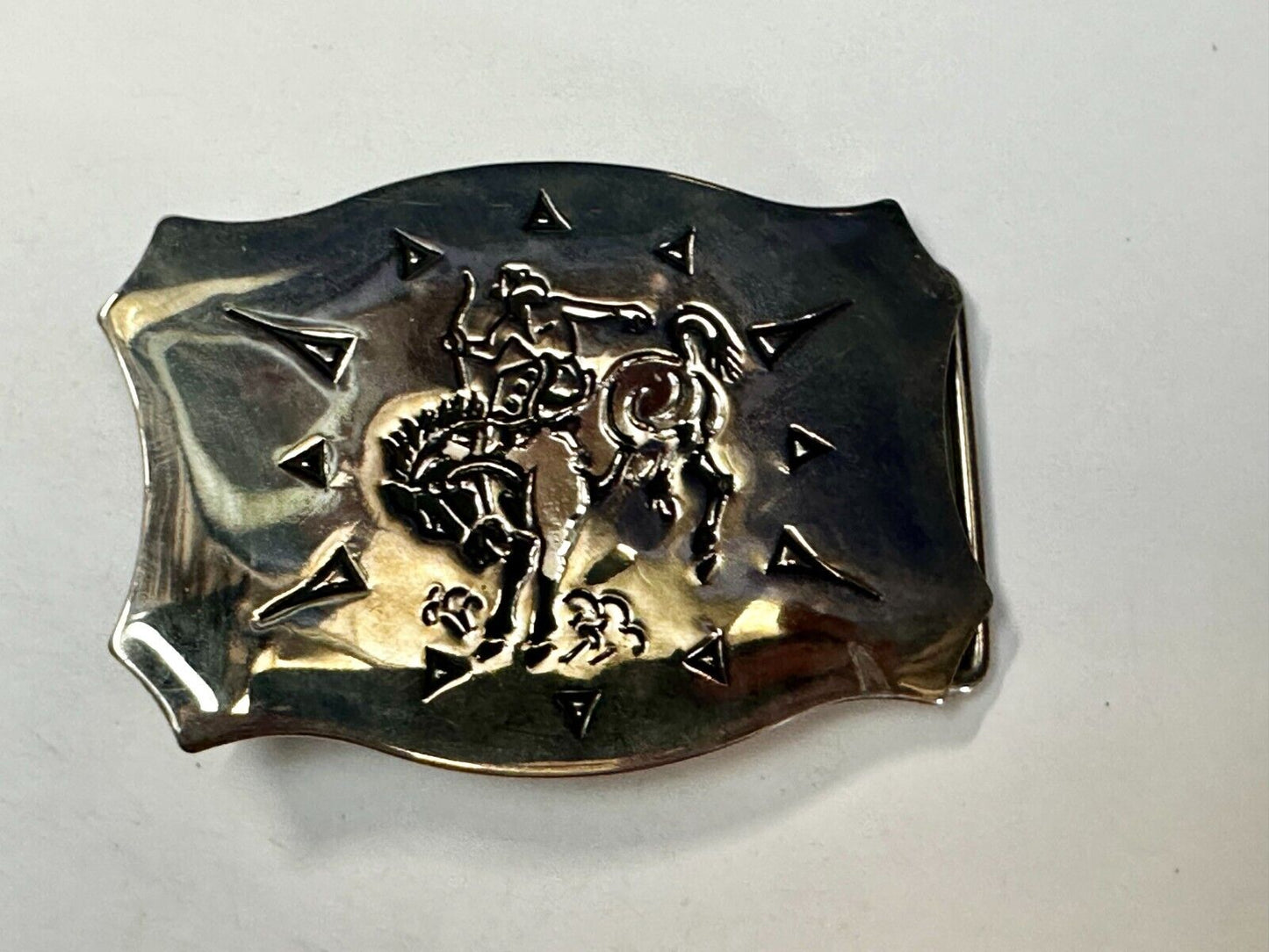Vintage Cowboy Saddle Bronc western belt buckle by Chambers
