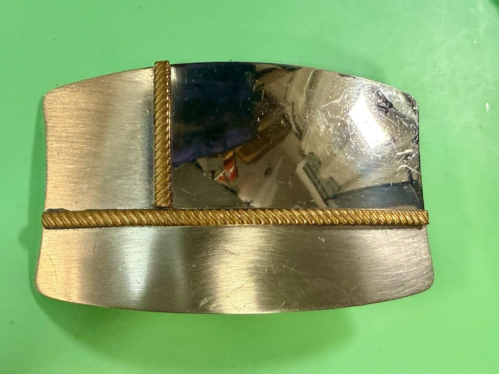 Vintage Gold Rope Design Reflective Nickel Silver Belt Buckle
